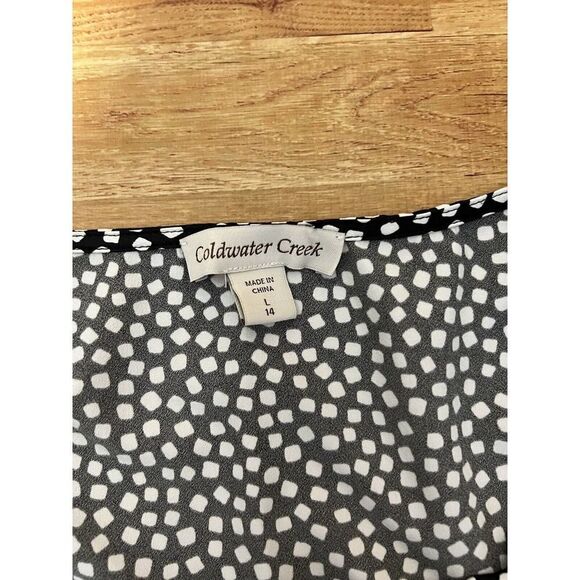 Coldwater Creek Size L 14 Womens Top Short Sleeve Black & White - Picture 4 of 6